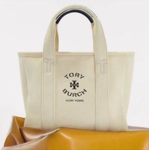 Tory Burch NWOT Mini Mercer Tote Natural   Ivory Canvas Small Tote Bag / Purse